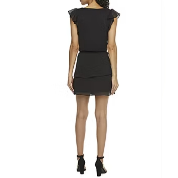 MSK Short Sleeve Fit + Flare Dress, Large, Black - Picture 2 of 8